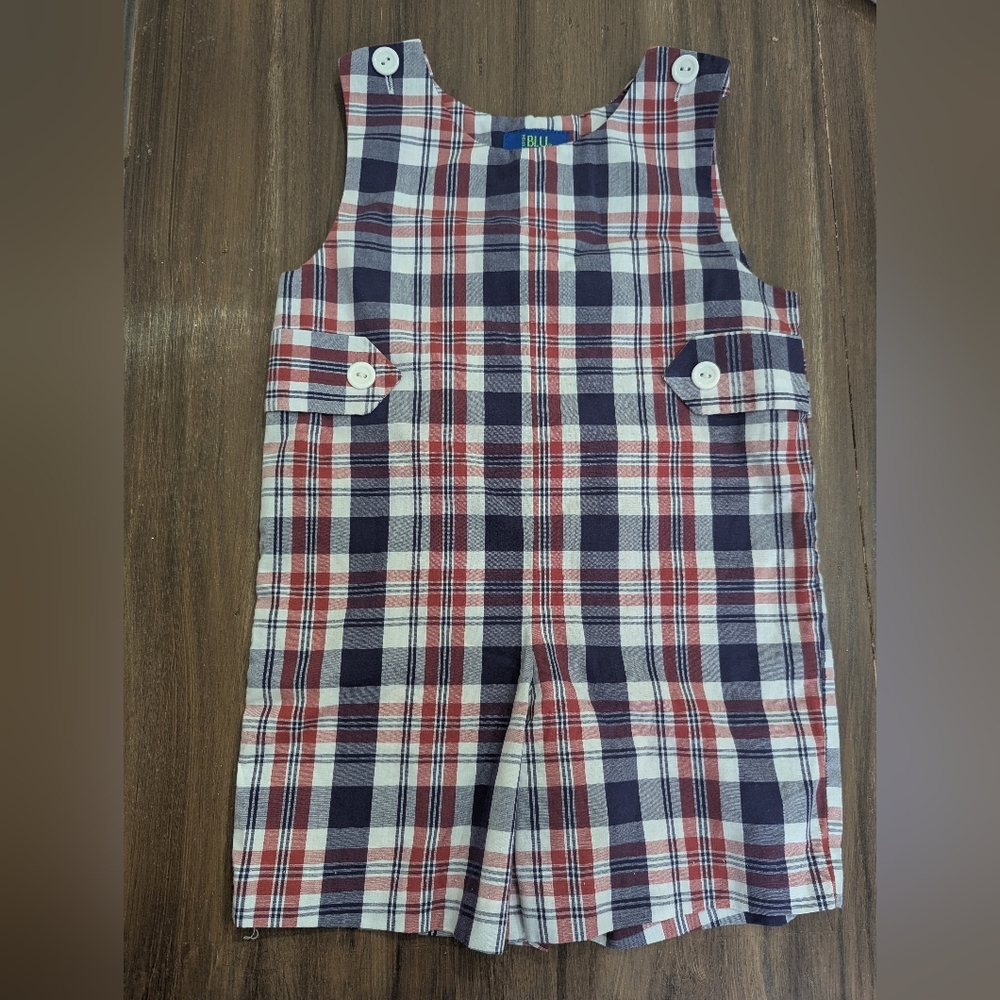 Cotton Blu Boys Plaid Jon Jon Size 24 M